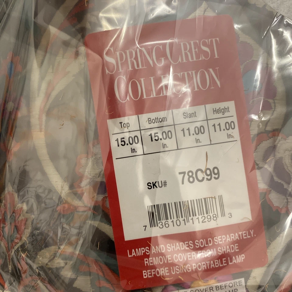 Pantalla de lámpara de tambor mediano bordada multicolor 15" de ancho x 11" de alto (araña) Foto 2 de 4