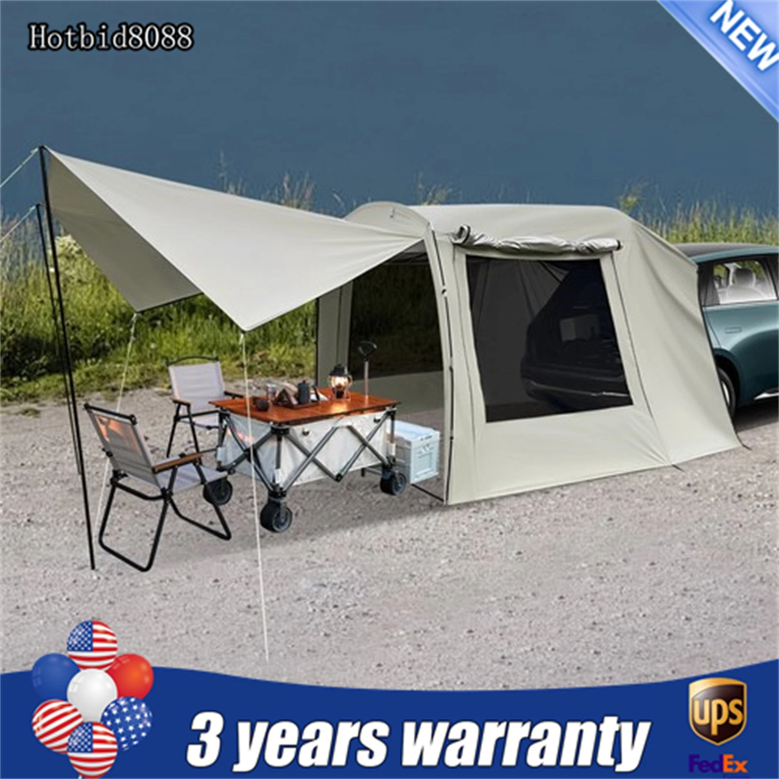Portable Car Tent Attachment For Camping Waterproof Car Awning Outdoor Tent