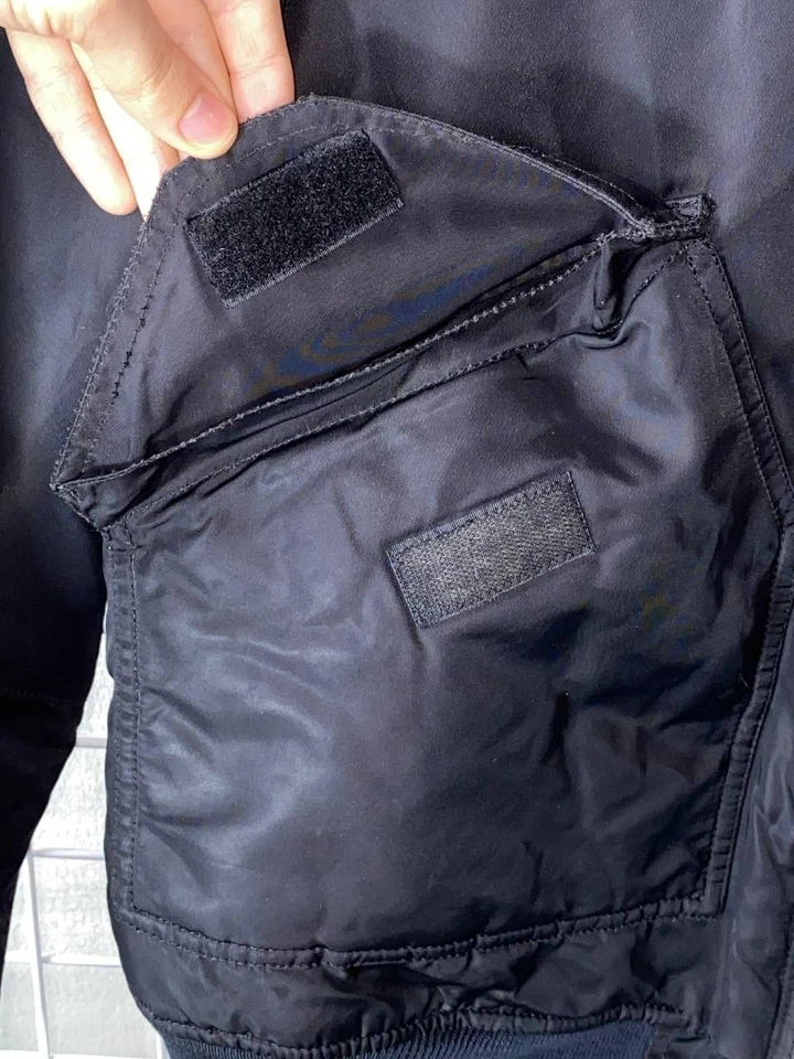 Alpha Industries MA-1/L-2B Bomber Flight Jacket Black Nylon Padded Size M Used - Image 3 of 4
