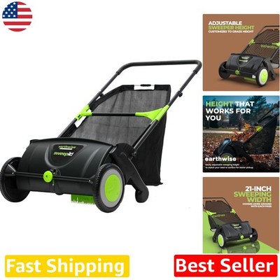 Earthwise 21'' Manual Lawn Sweeper - Efficient Leaf Grass Pickup