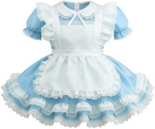ZAUBERHAFTES SISSY MAID ZOFE KLEID SCHÜRZE SPITZE RÜSCHEN TRANSGENDER (MSZK764)