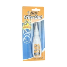 BiC Wite Out 2 in 1 Correction Fluid Pen, White 51644, 0.5 fl oz