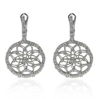 Luca Carati Diamond Medium Drop Earrings 18K White Gold 2.66Cttw