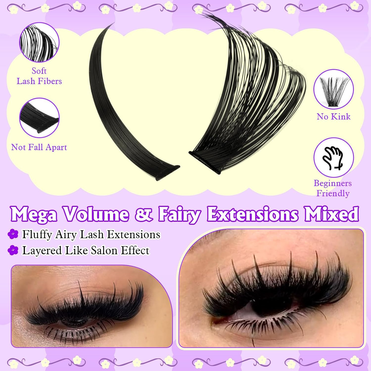 Lash Clusters with Spikes 60D-100D Volume Eyelash Clusters Spiky Individual Lash