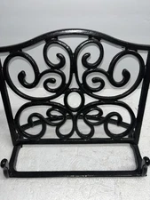 Cast Iron Cookbook Tablet Bible Holder Scroll Detail Black   11i”x 9”x6”