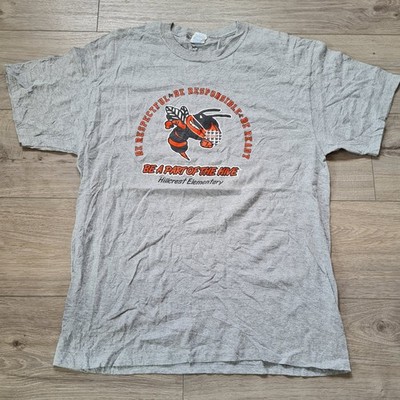 Hillcrest Elementary T-Shirt L Grau Hornet Bee Hive Mascot Graphic Vintage