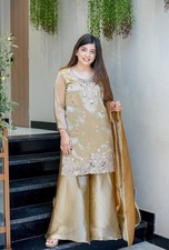 Elegant Designer Silk Kurta Palazzo With Dupatta For Wedding  Party Wear