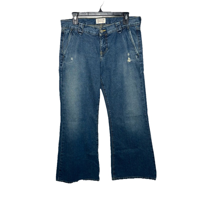Vintage Abercrombie & Fitch Womens 6 R Flap Pocket Distressed Denim Blue Jeans
