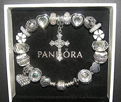 AUTHENTIC Pandora Bracelet With Love's Embrace Cross, White