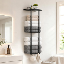 3-Tier Wall Mounted Towel Rack for Bathroom Storage Black