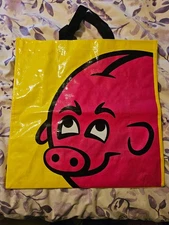 New Large Bónus Pink Pig Reusable Grocery Tote Bag with Tags from Iceland