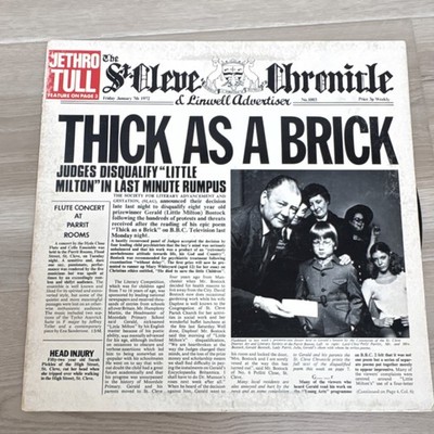 Jethro Tull Thick As a Brick LP Vinyl Record Chrysalis 1972 Progressive Rock