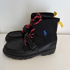 Polo Ralph Lauren Ranger II Boots Boys Size 5 Leather Textile Casual Red Laces