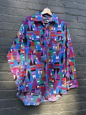 Vintage 90s Wrangler Brushpopper Shirt Aztec Western Snap Pattern 16-34 Large
