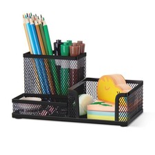 Wire Pencil Cup, 3 Section Desk Caddy, Home Office Accessories,