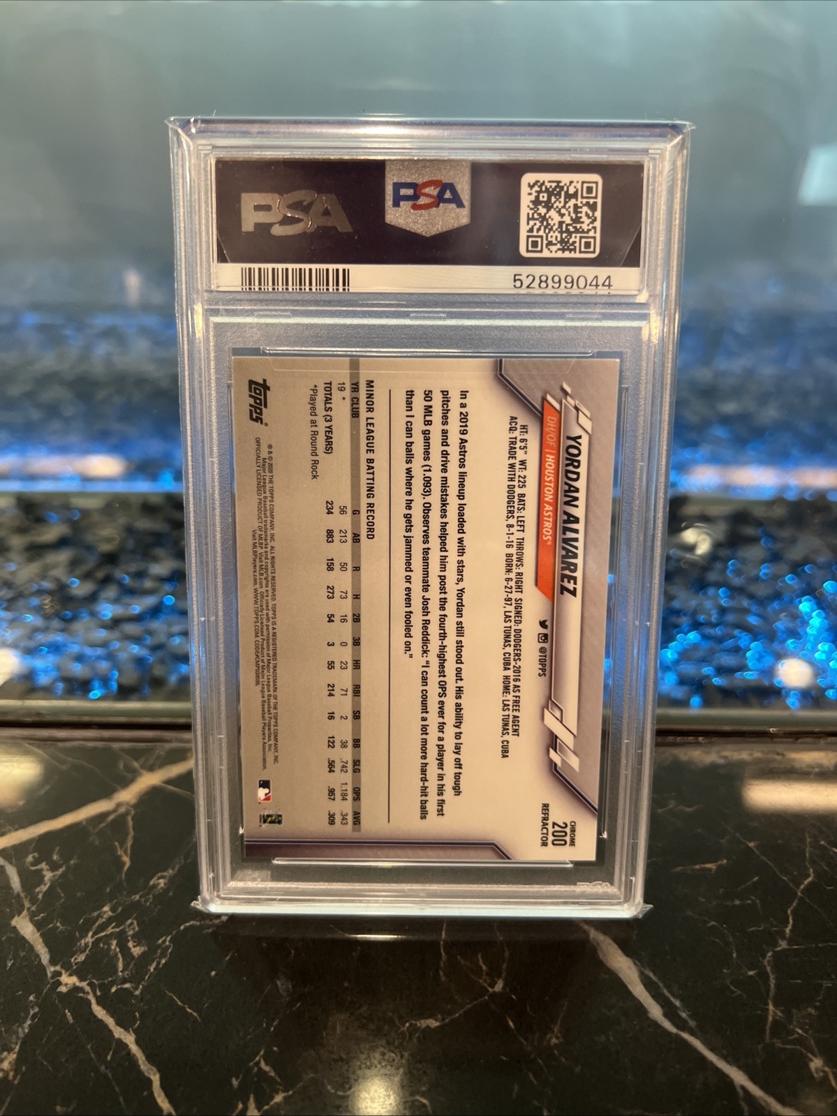 2020 Topps Chrome Rookie Refractor Yordan Alvarez #200 PSA 10 view 2