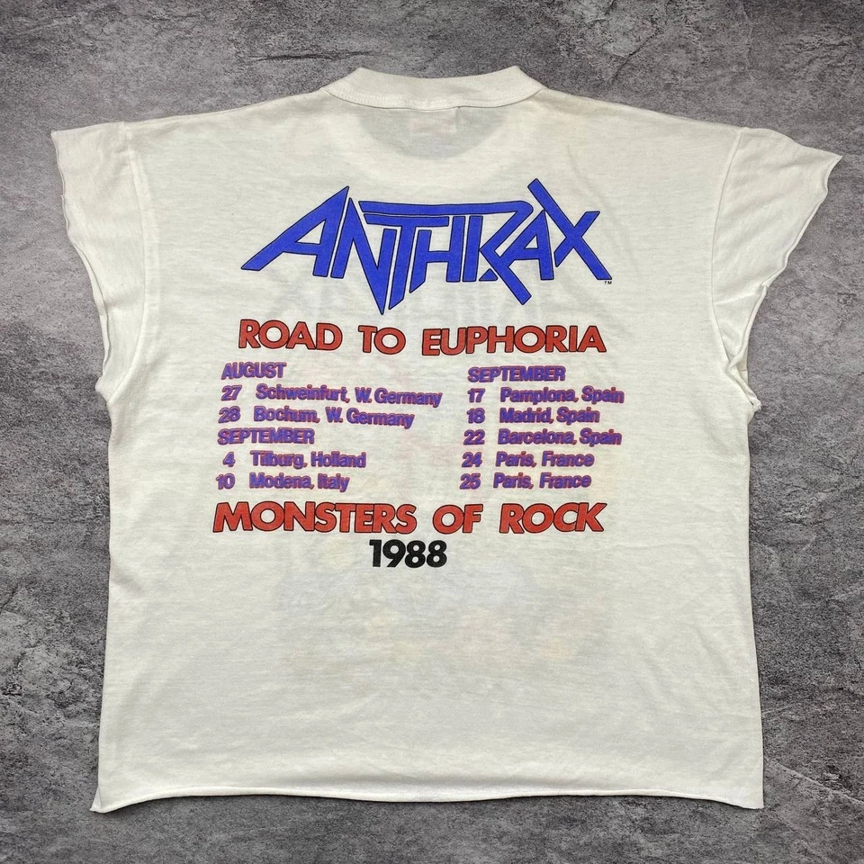 CAMISETA ANTHRAX DE COLECCIÓN 1988 MONSTERS OF ROCK CALIBRE ROAD TO EUPHORIA SIN MANGAS L Foto 2 de 4