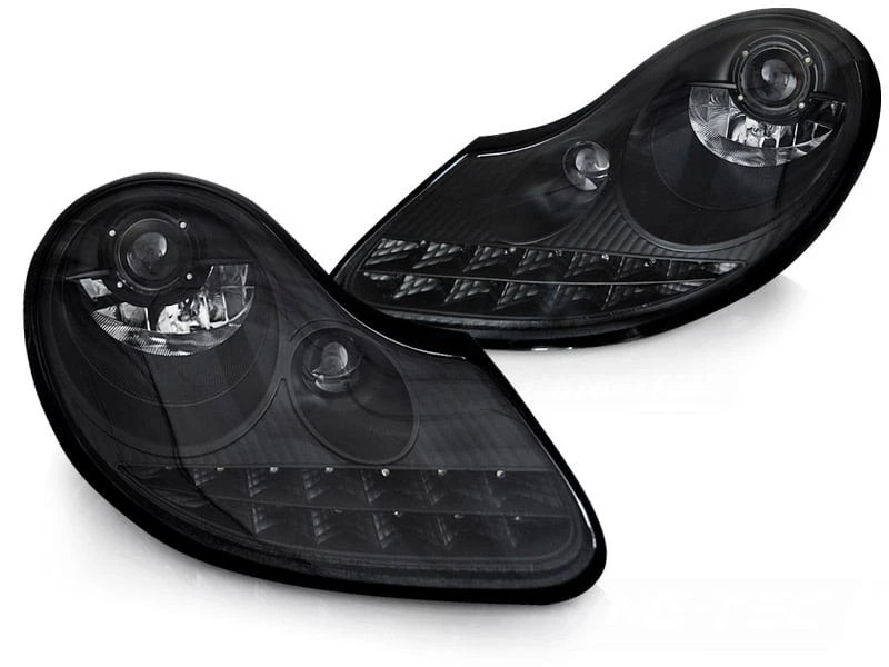 Faros halógenos negros mate para Porsche 911 996/Boxster 1996-2004 especificaciones de la UE LPPO Foto 2 de 4