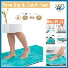 Memory Foam Bath Mat Non Slip Absorbent 17x24 Teal Plush Microfiber