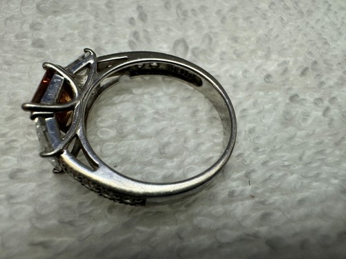 Sterling Silver 925 Ring w Brown Gemstone and diamonds SIze 7 - Picture 7 of 9