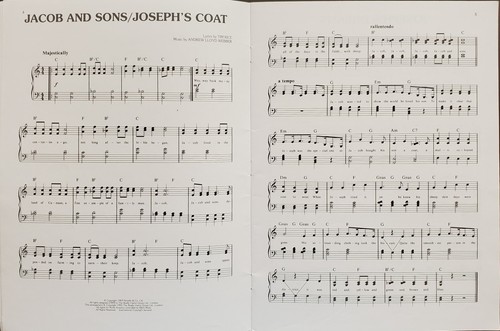 Easy Piano Joseph & The Amazing Technicolor Dream Coat Sheet Music Song Book - Picture 3 of 4