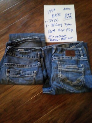 NEW  2Pair Jeans Men 34Lx36 X Tyler Performance Straight Leg Blue Denim Whiskers