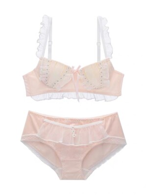 Little Daisy Mori Women's Japanese Bra & Panties Set Wirefree Underwear Intimate