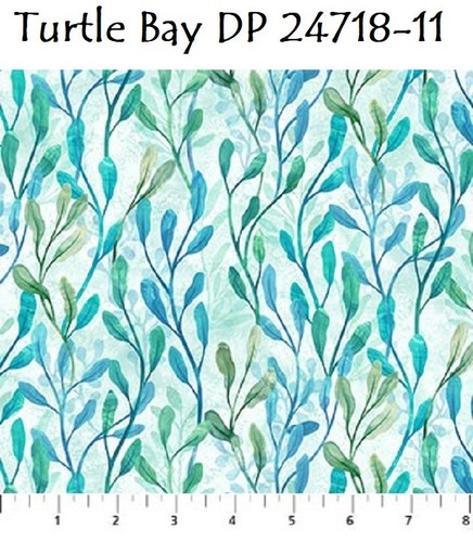 Turtle Bay Ocean Beach Cotton Quilt Fabric Northcott 24717-64 Blue 1-1/3 yd - Picture 10 of 19