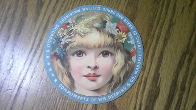 antique Trade card Wm. Deering co. Chicago, Ill. agriculture equipment        7C