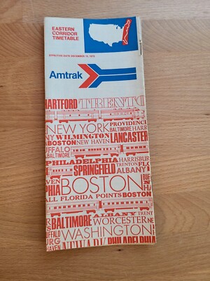 Amtrak Eastern Corridor Timetable December 15th 1972