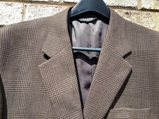 JOS A BANK HOUNDSTOOTH BROWN VINTAGE WOOL SPORT COAT BLAZER JACKET 46R