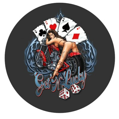 Biker T-Shirt Motorrad Pinup girl Rocker aces Spielkarten custom Motiv *4176 bl