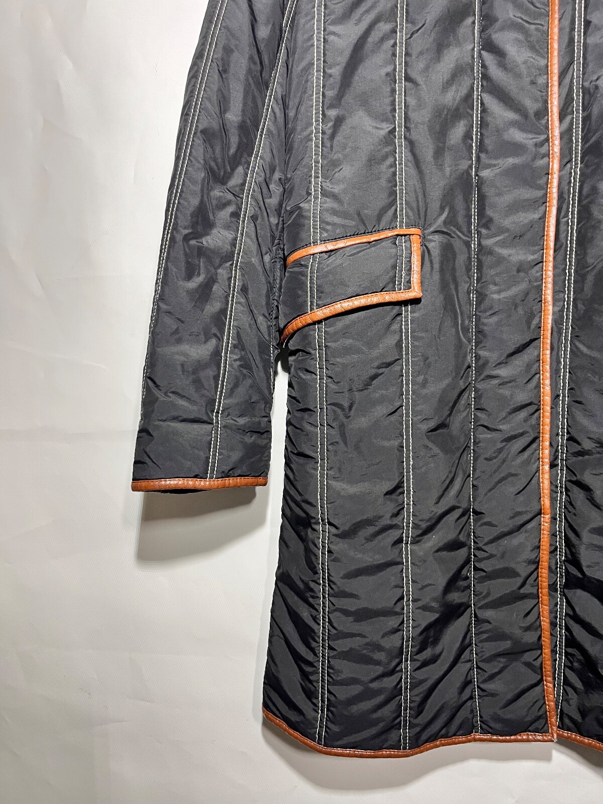 fay long down jacket with leather inserts and wai… - image 3