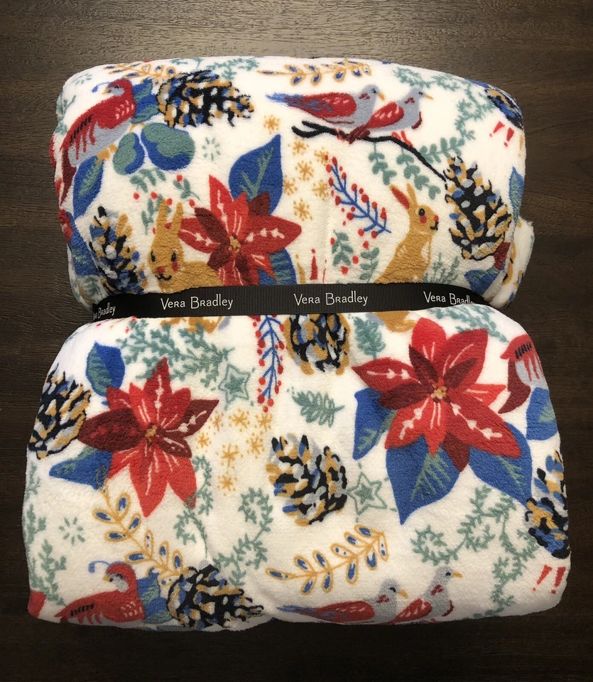 NWT Vera Bradley Winter Forest White Fleece Throw Blanket Limited Edition 72x50 - Image 3 of 3