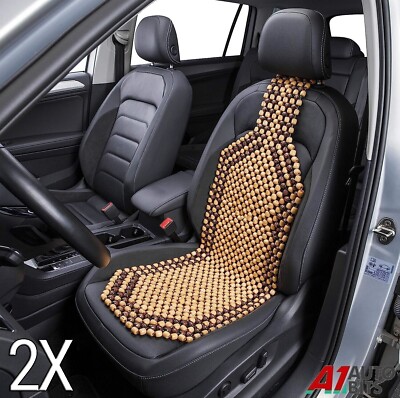 2X Braunes Holz Perlen Auto Van Taxi Vorne Sitzbezug Kissen Klassisch Design