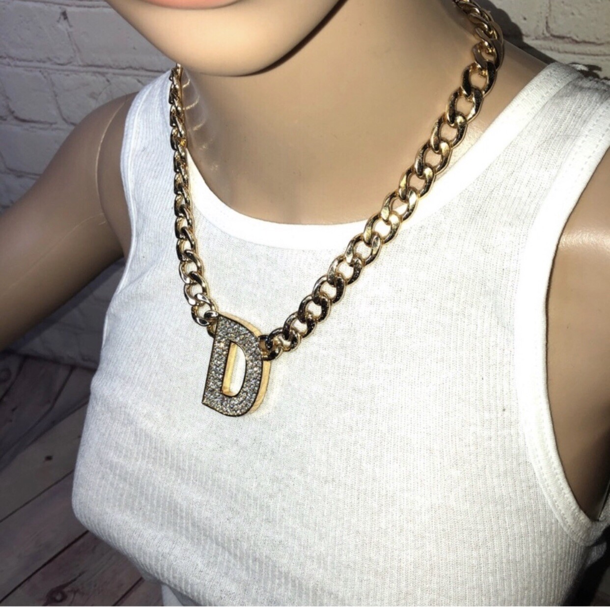 Chunky Initial “D” Necklace - image 2
