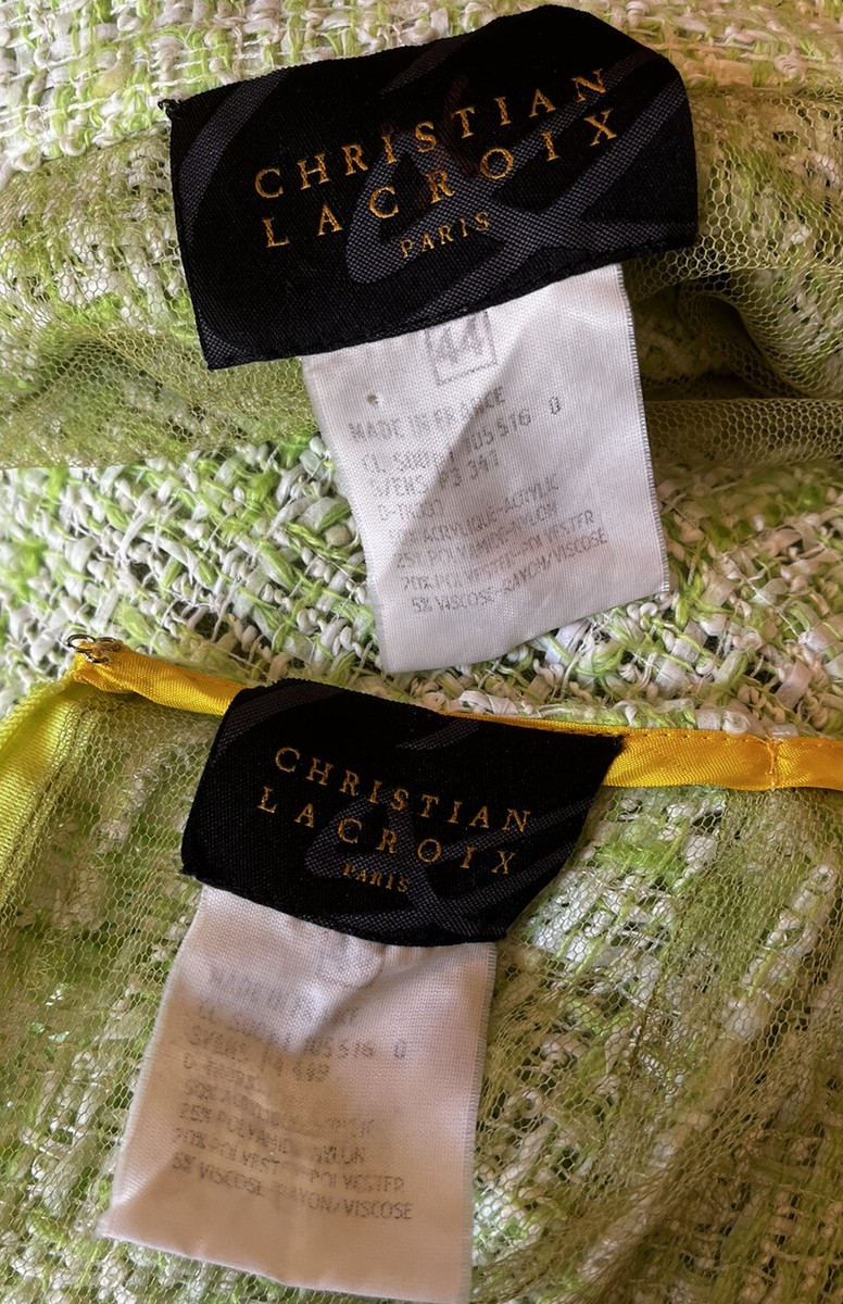 Christian Lacroix Vintage 90s Lime Green/White Open Weave 2