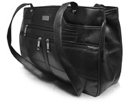 Real Leather Handbag Womens Shoulder Hand Bags - Ladies Bag 2 Top Straps Black
