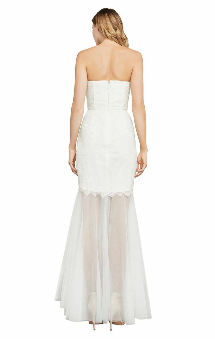 OFF WHITE ABITO NUOVO CON ETICHETTE BCBG MAX AZRIA $398 SPENTO BIANCO ALYCE SENZA SPALLINE IN PIZZO E TULLE TAGLIA 10