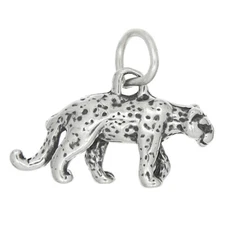 Sterling Silver 3D Leopard Cheetah Charm or Pendant