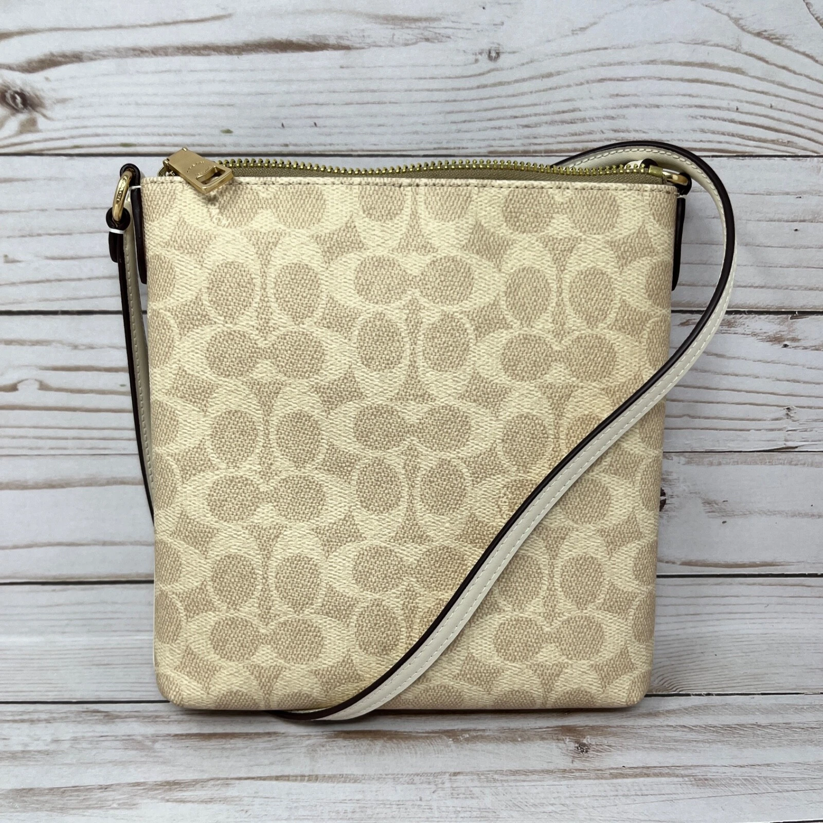 Borsa a tracolla Coach Mini Rowan File Marrone Gesso Nuova con difetto estetico