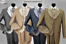 Men's 3 Piece Fashion Suit Luxurious Classic/ Gangster Pinstriped