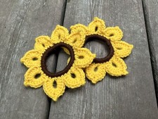 Sunflower Srunchies Set Of 2, Handmade, Crochet