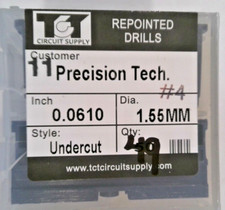 TCT REPOINTED DRILLS UCY 1.55MM 0.0610" DIA 0.472" FLUTE LOT OF 49 
