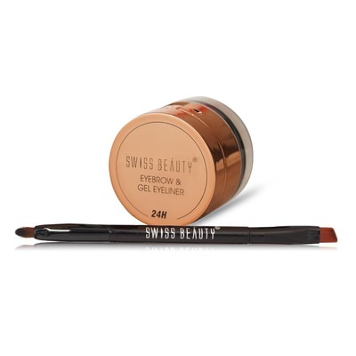 Swiss Beauty Waterproof Eyebrow & Gel Eyeliner 2 In 1 With Brush | 7g