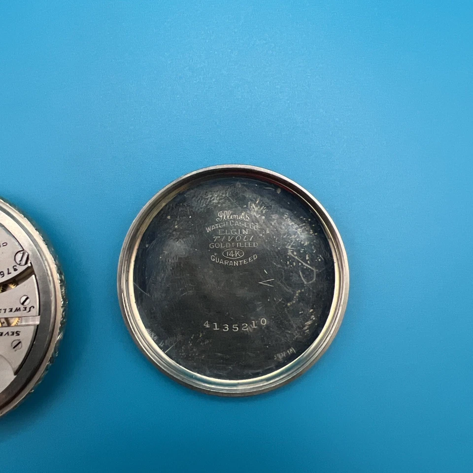 1918 Dueber Hampden 7 Jewel 14K Gold Filled Model 5 Openface Pocket Watch - Image 3 of 4