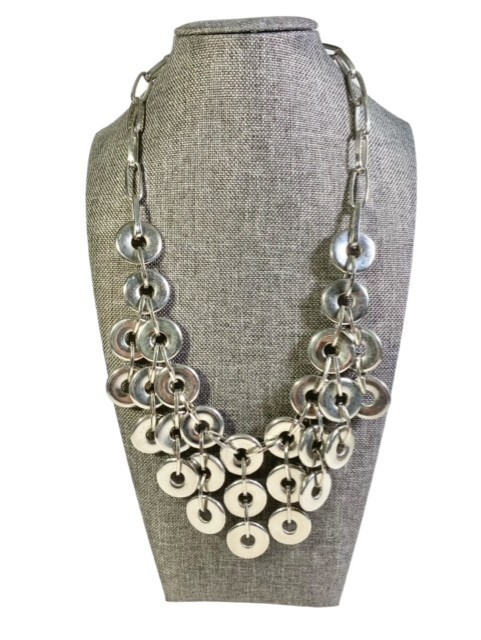 Cascade Statement Necklace Multiple Silver tone L… - image 6
