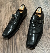 PRADA Mainline 2000s Leather Monks Black Leather Dress Shoes Loafers Size 8.5