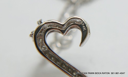 Open Heart 14K White Gold 1/2 ct tw Diamond Pendant Necklace Jane Seymour 18-20" - Picture 9 of 12