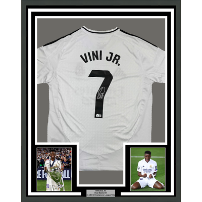 Framed Autographed/Signed Vini Vinicius Jr. #7 35x39 Real Madrid